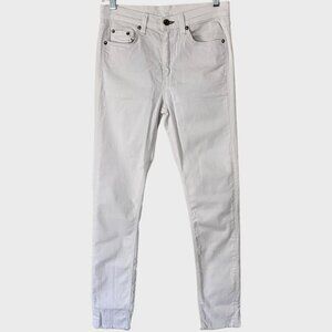 Rag + Bone The Dre High-Waisted Skinny Jeans Aged White Women's Size 27 Raw-Hem